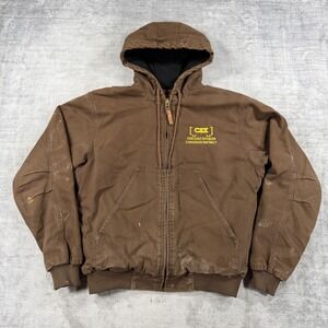 Berne Jacket Mens Medium Brown Duck Canvas Hooded Work Distressed Grunge